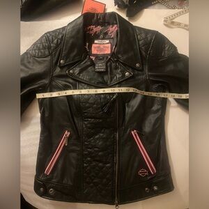 Harley Davidson Pink Cancer Edition NWT Leather Jacket BLING